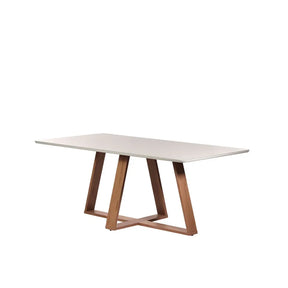 Mesa de Jantar Retangular c/ Vidro para 6 Lugares Avena 160 cm - Canella c/ Off White Fosco
