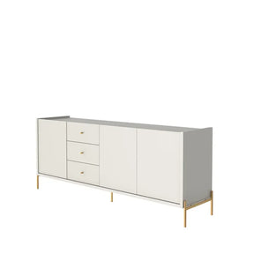 Buffet 3 Portas 3 Gavetas Jasper 184 cm - Off White c/ Dourado