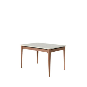 Mesa de Jantar Retangular c/ Vidro para 4 Lugares Addar 135 cm - Natural c/ Off White