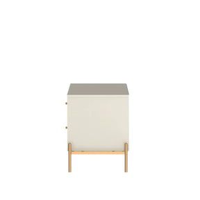 Conjunto 2 Mesas de Cabeceira com 2 Gavetas Jasper 64 cm - Off White Fosco c/ Dourado