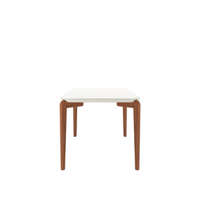 Mesa de Jantar Retangular c/ Vidro para 6 Lugares Donatella 180 cm - Off White Fosco c/ Natural