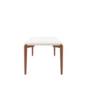 Mesa de Jantar Retangular c/ Vidro para 8 Lugares Donatella 219 cm - Off White Fosco c/ Natural