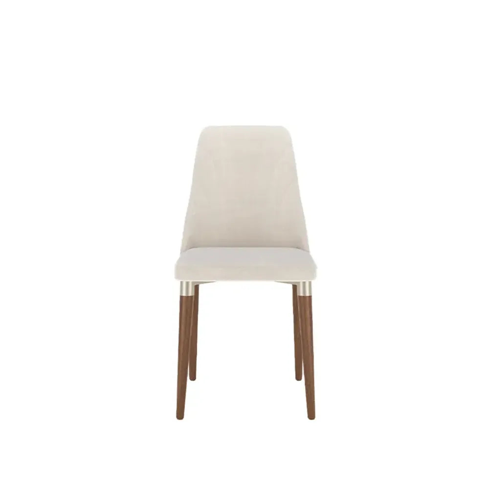 Conjunto de Jantar Mesa Redonda com Vidro Cloe 4 Cadeiras Lara - Champanhe c/ PU Off White