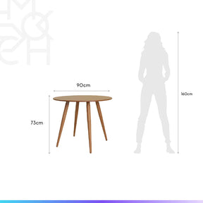 Conjunto de Jantar Mesa Redonda Ollie 2 Cadeiras New Drop - Natural c/ Off White