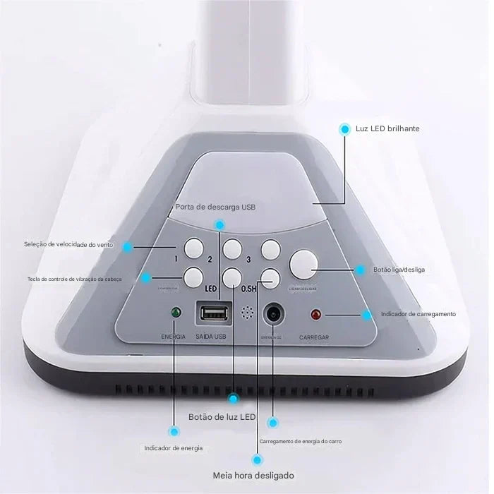 Ventilador de Pedestal de 16 Polegadas com Energia Solar, Velocidade Ajustável e Funcionamento Silencioso