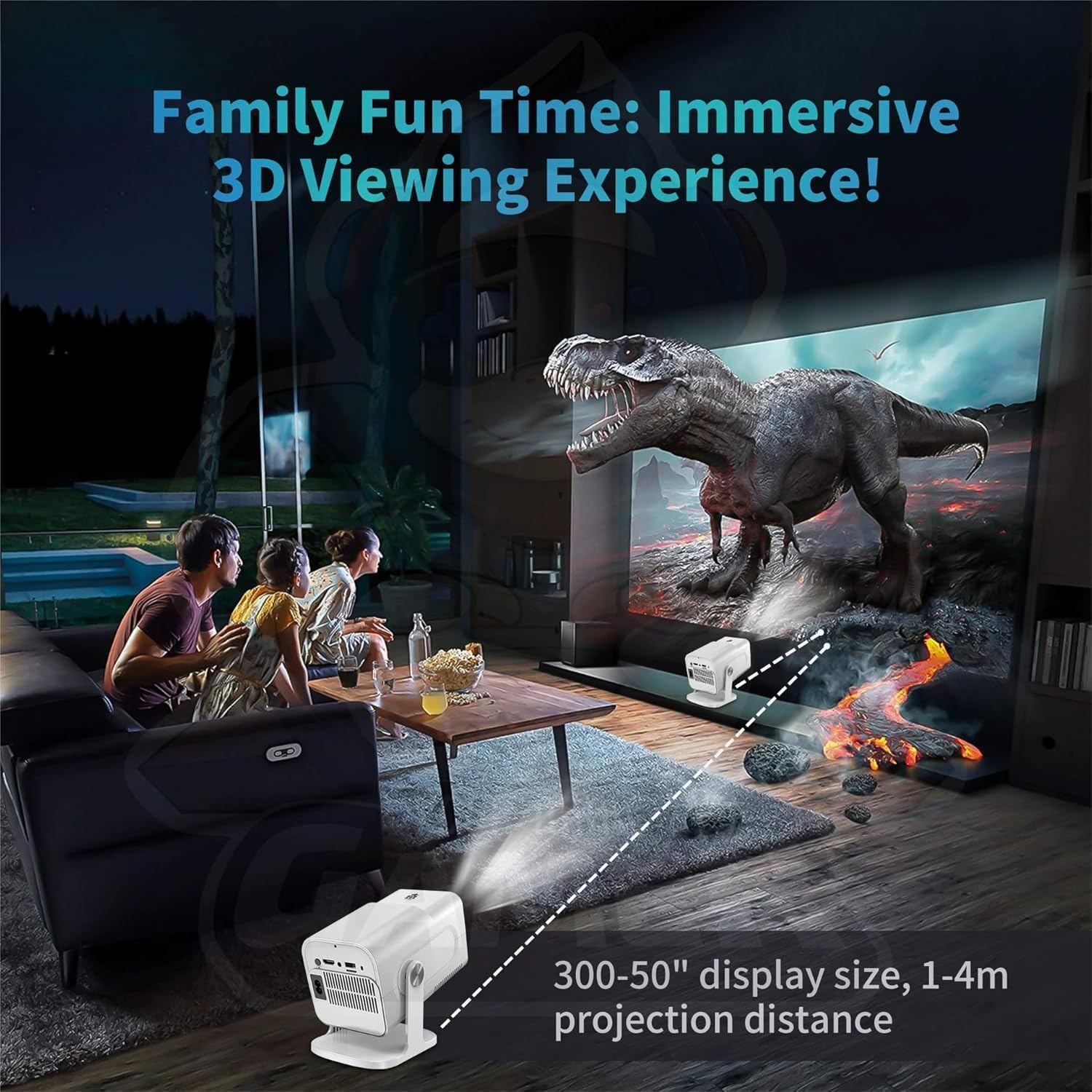 Projetor Hcs350 4k Pro + Game Com 2 Controles Sem Fio Branco