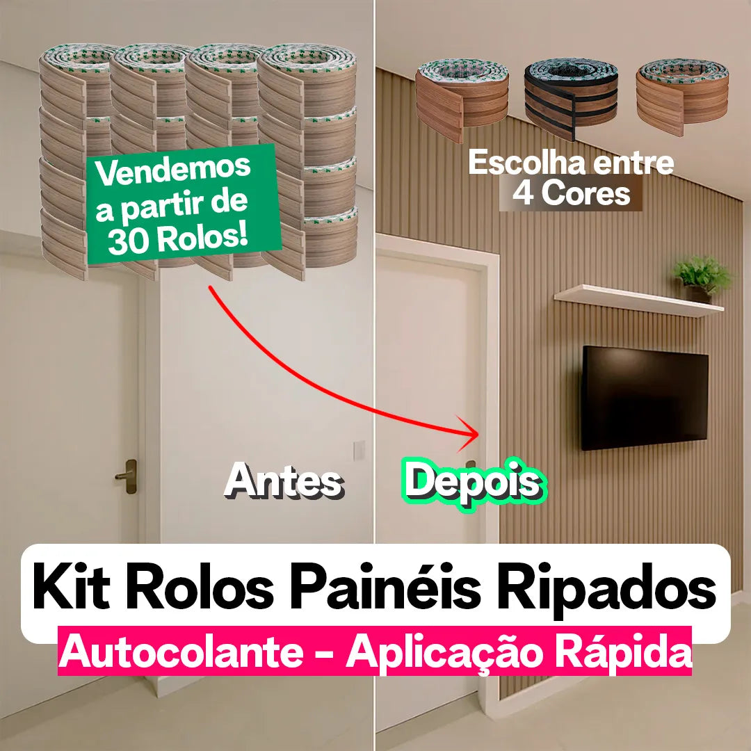 Kit Painel Ripado Autocolante 3M Laminado