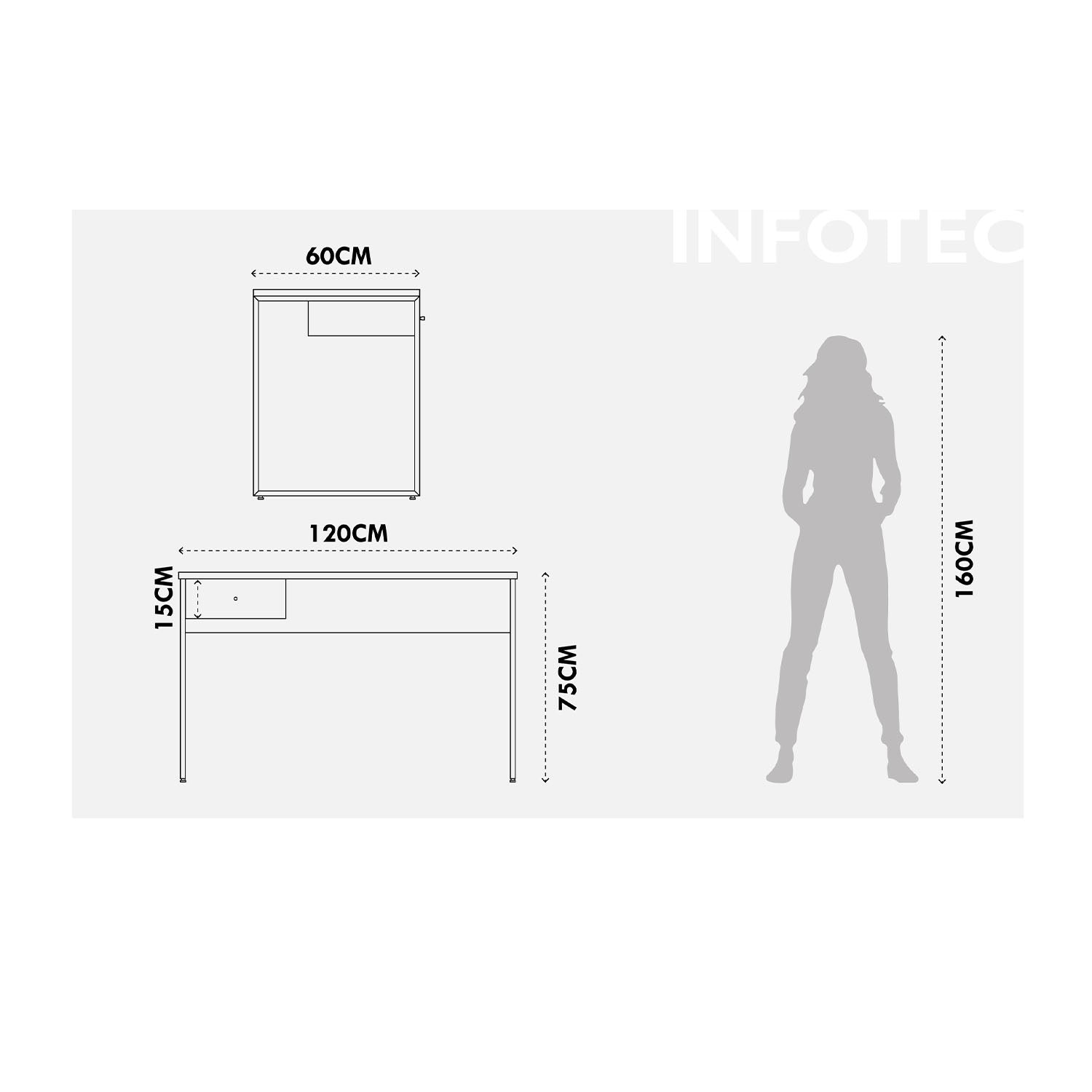 Escrivaninha com 1 Gaveta Voss 120 cm - Freijó c/ Champanhe