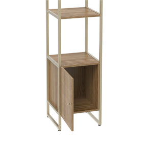 Estante com 3 Prateleiras 1 Porta MDF com Aço Voss 40 cm - Freijó c/ Champanhe