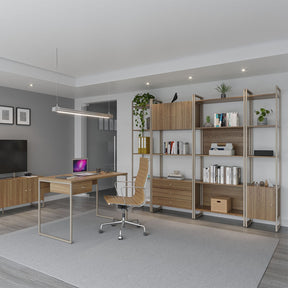 Estante com 5 Prateleiras MDF com Aço Voss 40 cm - Freijó c/ Champanhe