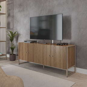 Rack para TV Até 50" 4 Portas Aço com MDF Voss 146 cm - Freijó c/ Champanhe