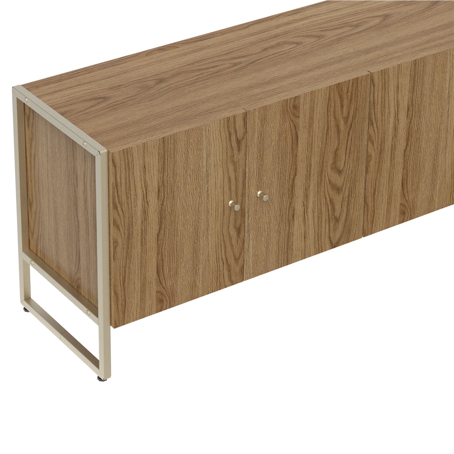 Rack para TV Até 50" 4 Portas Aço com MDF Voss 146 cm - Freijó c/ Champanhe