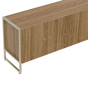 Rack para TV Até 50" 4 Portas Aço com MDF Voss 146 cm - Freijó c/ Champanhe