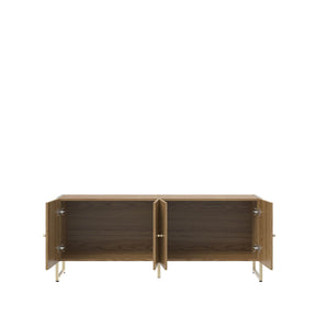 Rack para TV Até 50" 4 Portas Aço com MDF Voss 146 cm - Freijó c/ Champanhe