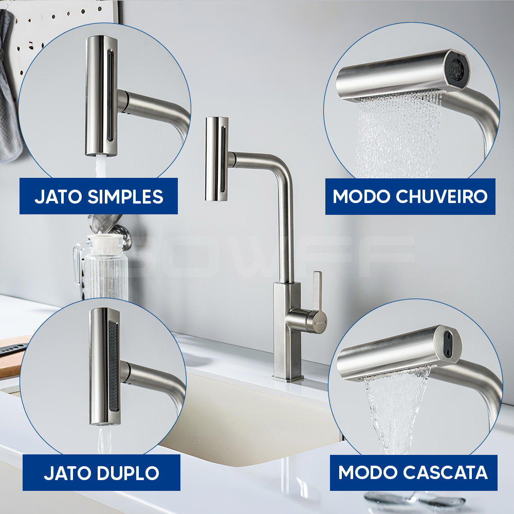 Torneira Misturador Gourmet Cozinha Monocomando Aço Escovado