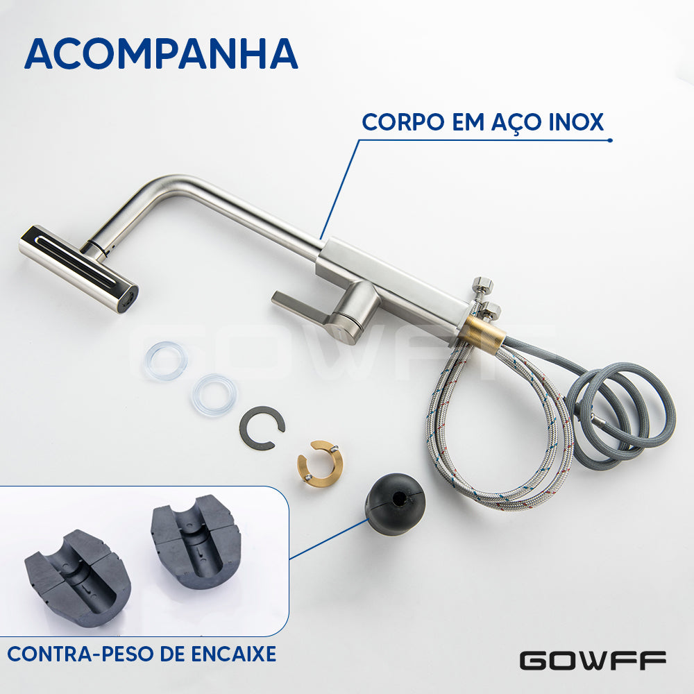 Torneira Misturador Gourmet Cozinha Monocomando Aço Escovado