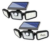 2 Lâmpadas Solares Led Área Externa Com Sensor De Presença Preto