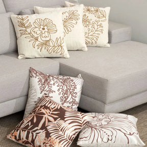 Kit com 3 Almofadas Florear 45 x 45 cm - Cru c/ Caramelo