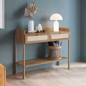 Aparador 2 Gavetas Ander 103 cm - Mel c/ Palhinha - Dourado