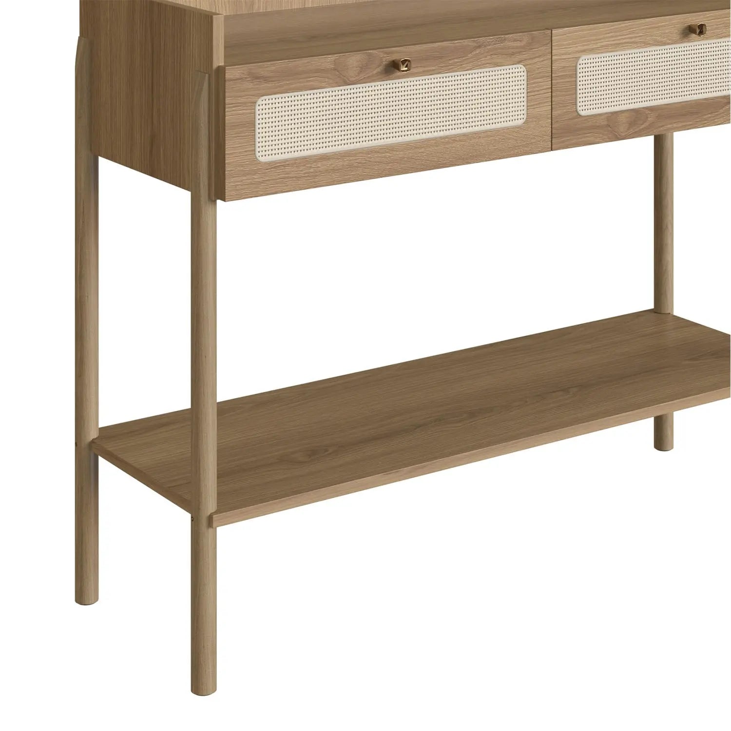 Aparador 2 Gavetas Ander 103 cm - Mel c/ Palhinha - Dourado