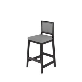 Banqueta Marla - Linho Cinza Mescla c/ Madeira Preta