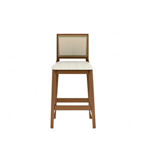 Banqueta Marla - Linho Off White c/ Madeira Natural