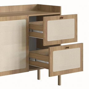 Buffet 3 Portas 2 Gavetas Ander 183 cm - Mel c/ Palhinha - Dourado