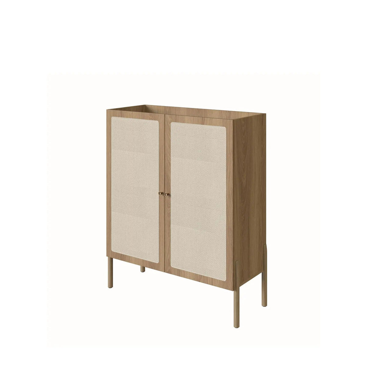 Balcão Buffet 2 Portas Ander 93 cm - Mel c/ Palhinha - Dourado