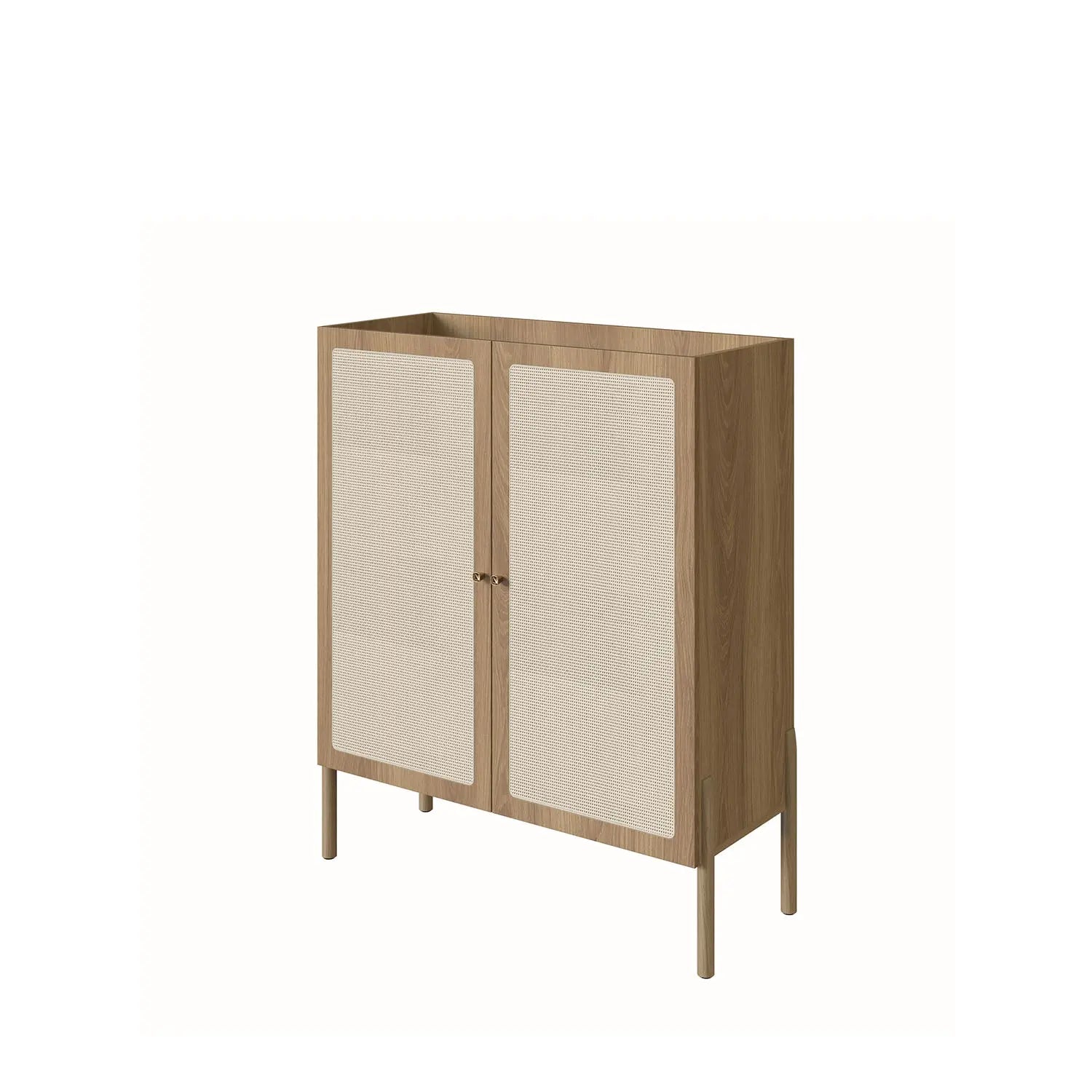 Balcão Buffet 2 Portas Ander 93 cm - Mel c/ Palhinha - Dourado