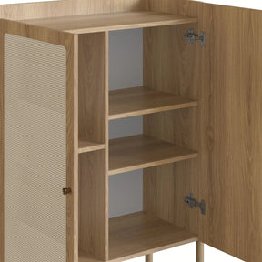 Balcão Buffet 2 Portas Ander 93 cm - Mel c/ Palhinha - Dourado