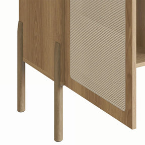 Balcão Buffet 2 Portas Ander 93 cm - Mel c/ Palhinha - Dourado