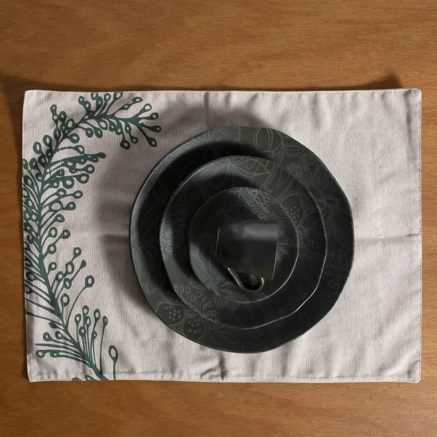 Jogo de 6 Pratos Fundos Orgânico Florear - Verde