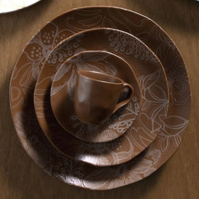 Jogo de 6 Pratos Rasos Orgânico Florear - Terracota