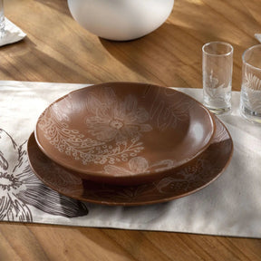 Jogo de 6 Pratos Rasos Orgânico Florear - Terracota