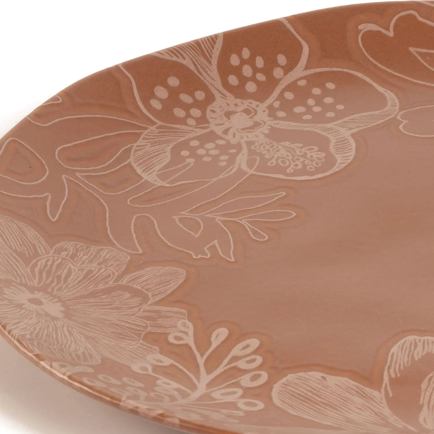 Jogo de 6 Pratos Rasos Orgânico Florear - Terracota