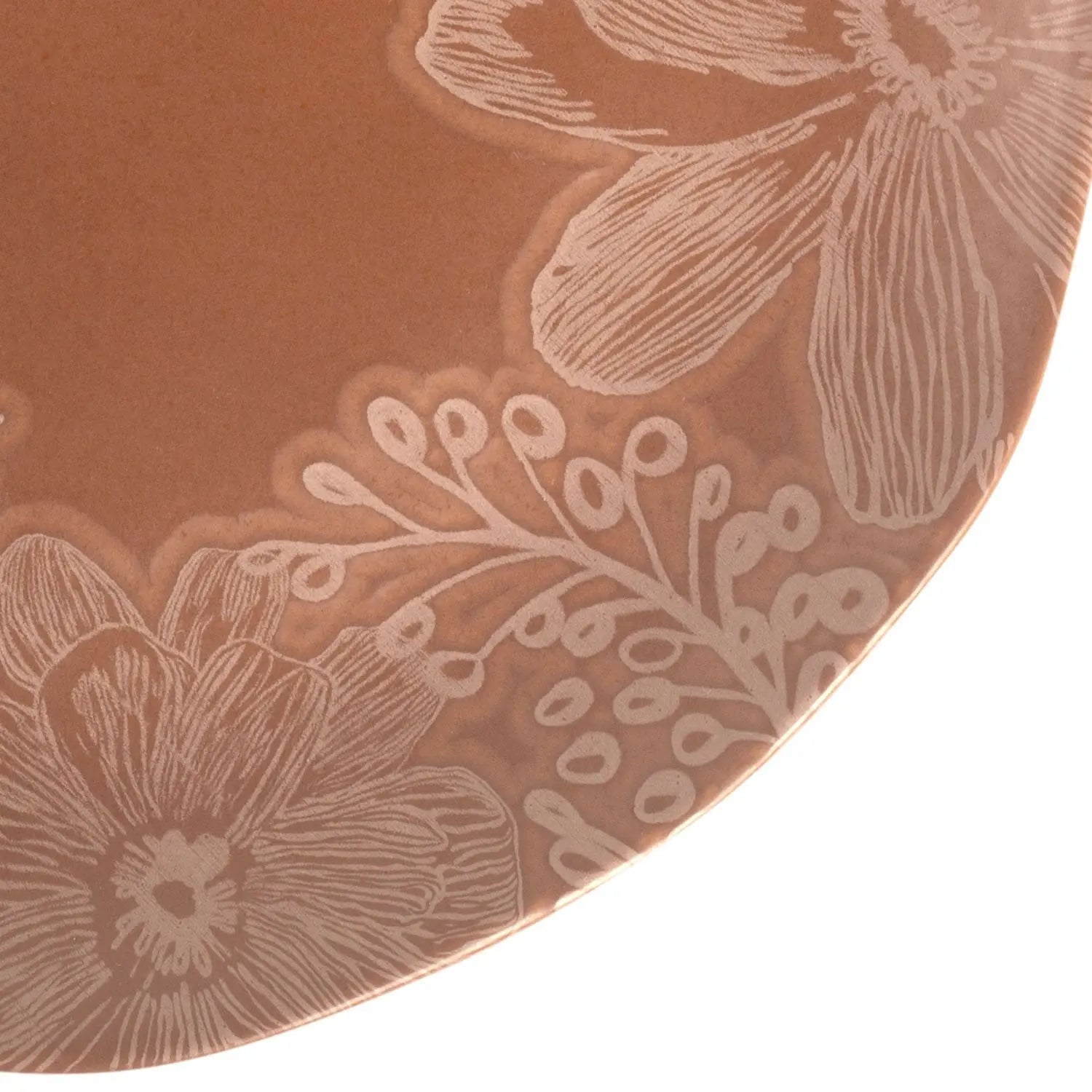 Jogo de 6 Pratos Rasos Orgânico Florear - Terracota