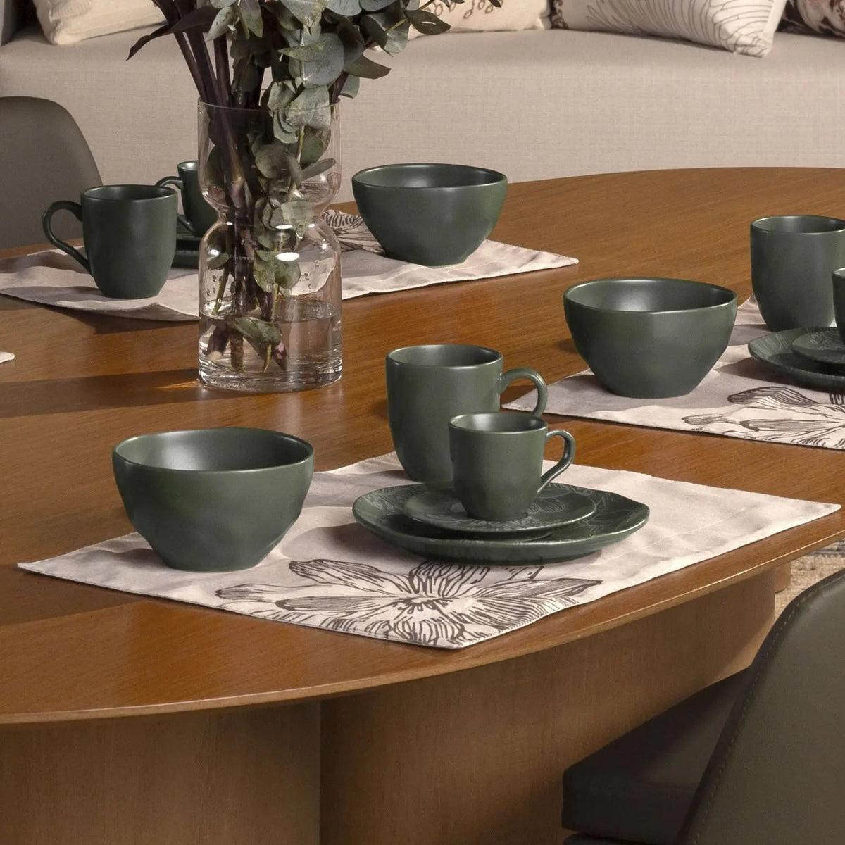 Jogo de 6 Pratos de Sobremesa Orgânico Florear - Verde