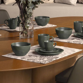 Jogo de 6 Pratos de Sobremesa Orgânico Florear - Verde