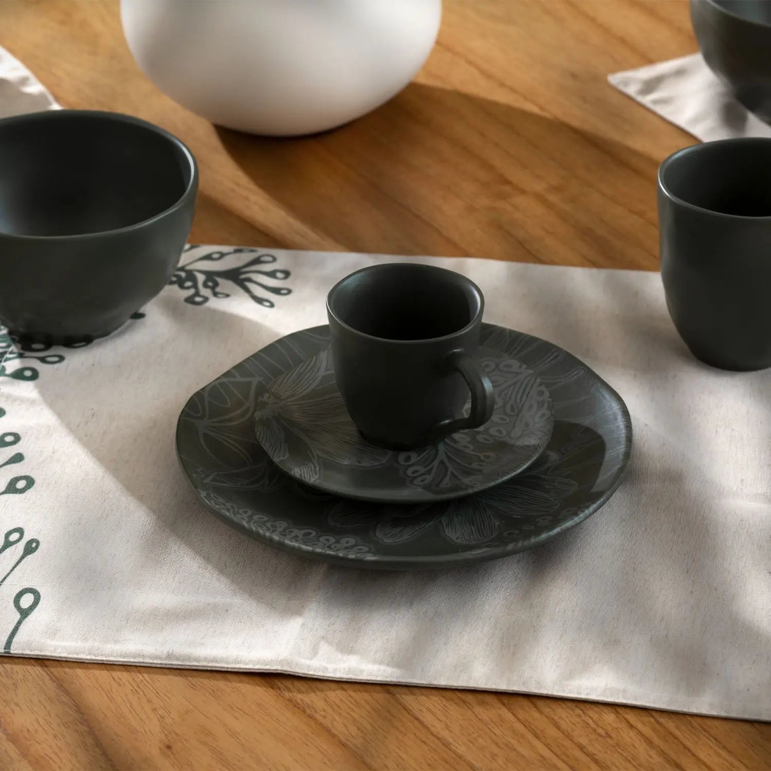 Jogo de 6 Pratos de Sobremesa Orgânico Florear - Verde