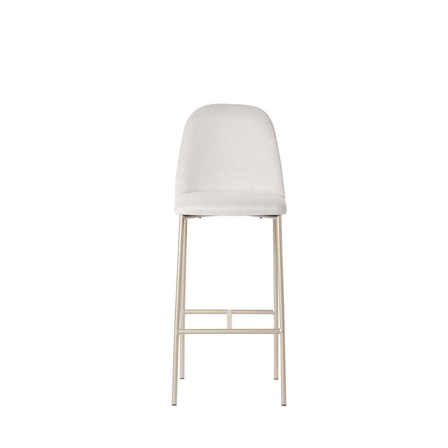 Banqueta Alta de Aço Estofada Lucille - Champanhe c/ Linho Mescla Cru