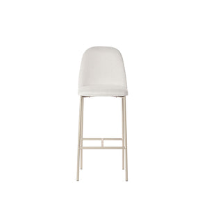 Banqueta Alta de Aço Estofada Lucille - Champanhe c/ Linho Mescla Cru