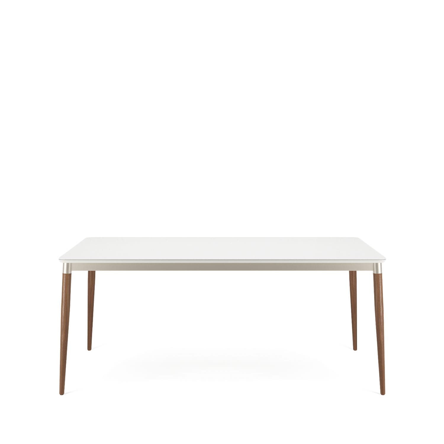 Mesa de Jantar com Vidro Luma 184 cm - Natural c/ Off White Fosco - Champanhe