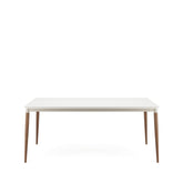Mesa de Jantar com Vidro Luma 184 cm - Natural c/ Off White Fosco - Champanhe