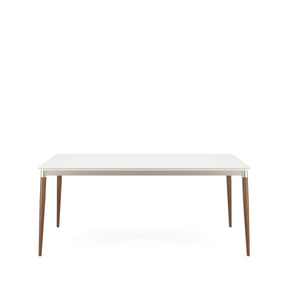 Mesa de Jantar com Vidro Luma 184 cm - Natural c/ Off White Fosco - Champanhe