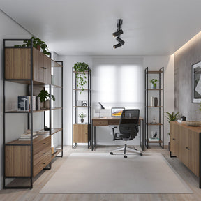 Estante com 5 Prateleiras MDF com Aço Voss 40 cm - Freijó c/ Preto Fosco