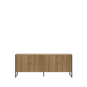 Rack para TV Até 50" 4 Portas Aço com MDF Voss 146 cm - Freijó c/ Preto Fosco