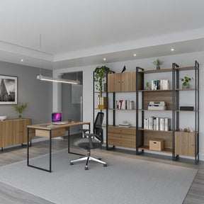 Rack para TV Até 50" 4 Portas Aço com MDF Voss 146 cm - Freijó c/ Preto Fosco