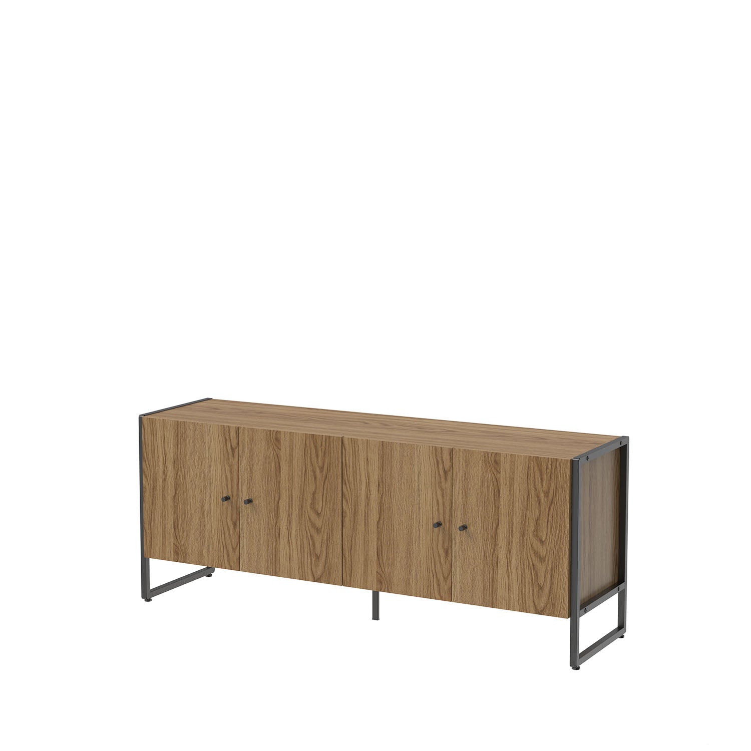 Rack para TV Até 50" 4 Portas Aço com MDF Voss 146 cm - Freijó c/ Preto Fosco