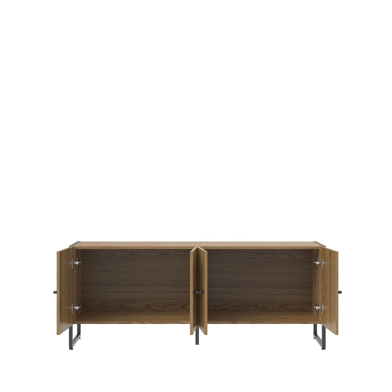 Rack para TV Até 50" 4 Portas Aço com MDF Voss 146 cm - Freijó c/ Preto Fosco