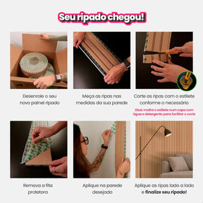 Kit Painel Ripado Autocolante 3M Laminado